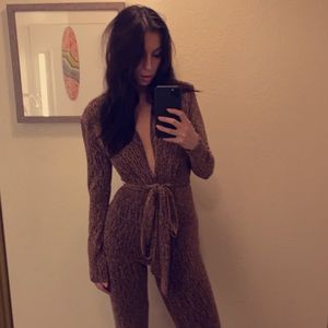 Worn Twice, gold and brown jumpsuit